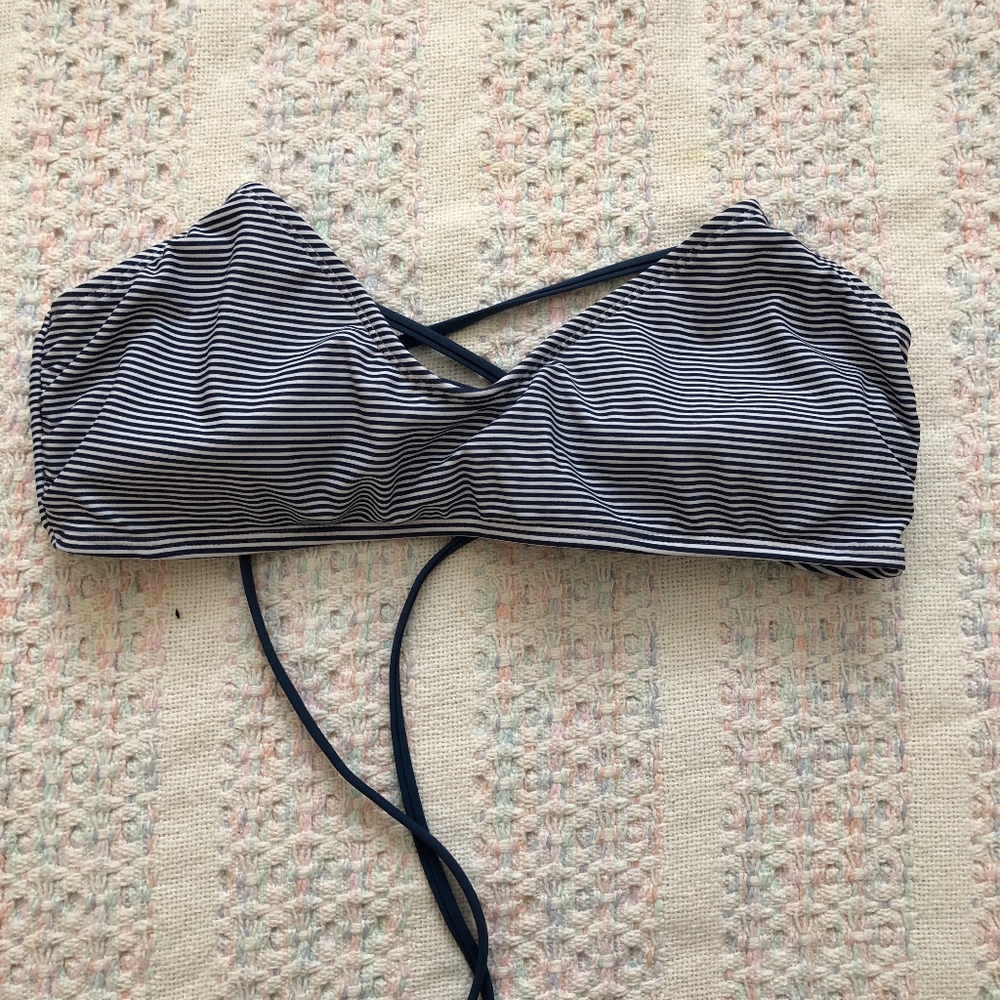 Blue/White Striped Bikini Top